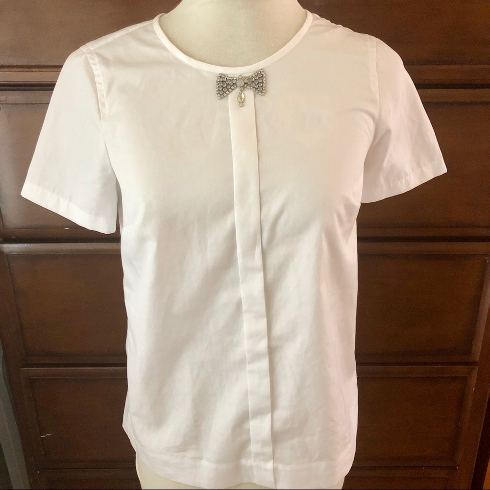 J Crew cotton short sleeve embellished shirt